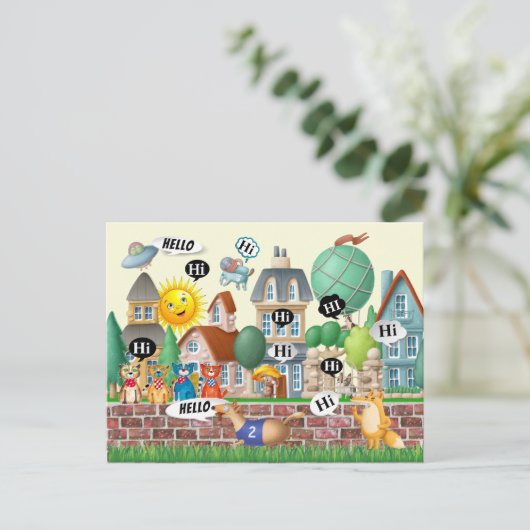 Carte postale Fun HELLO (Debout devant)