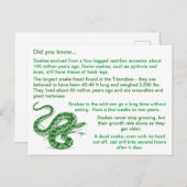Carte Postale Fun & Intéressant Snake Faits (Devant / Derrière)