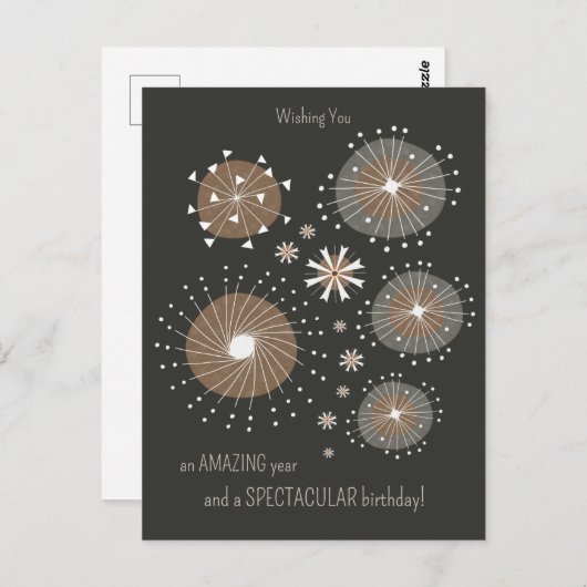 Carte Postale Fun inventif feu d'artifice dessiné à la main CC11 (Devant / Derrière)