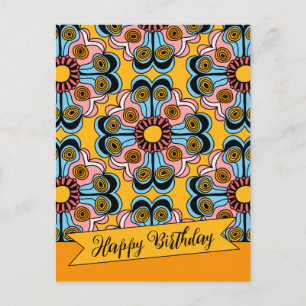Carte Postale Fun joyeux fleur puissance hippie anniversaire CC0