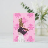 Carte Postale Fun lapin jouant du violon (Debout devant)