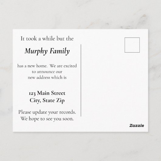 Carte postale Fun New Address (Dos)