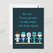 Carte Postale Fun Nurse Doctor Stab Personnes Sharp Objets Citat (Devant / Derrière)