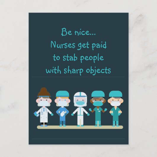 Carte Postale Fun Nurse Doctor Stab Personnes Sharp Objets Citat (Devant)