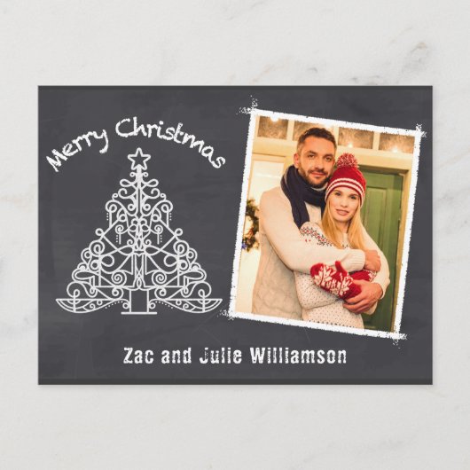 Carte Postale Fun Personnalisé Chalkboard Noël Photo (Devant)
