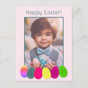 Carte Postale Fun Personnalisé Photo Oeufs colorés Joyeux Pâques