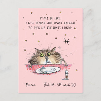 Carte postale Fun Pisces Zodiac Chat Carte postale