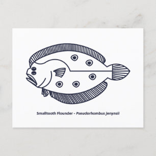 Carte Postale Fun poisson de fond en bleu profond et blanc