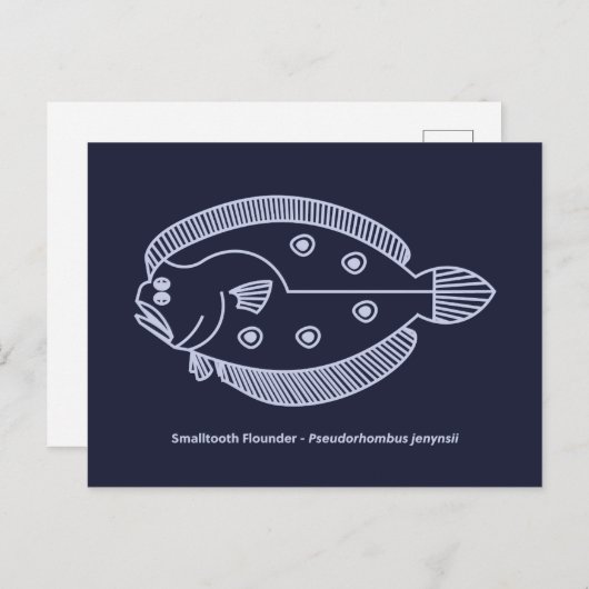 Carte Postale Fun Poisson Fun Flounder dans le violet clair sur  (Devant / Derrière)