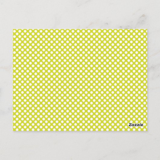 Carte Postale Fun Polkadot Lime Green Personnalisable Drapeau Bu (Dos)