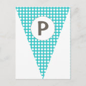 Carte Postale Fun Polkadot Turquoise personnalisable Drapeau Bun (Devant)