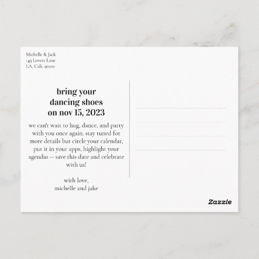 Carte Postale Fun Quirky Design Enregistrer la date Mise à jour  (Dos)