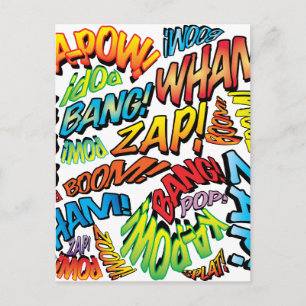 Carte Postale Fun Retro Comédie Livre Pop Art Sons