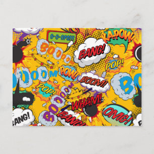 Carte Postale Fun Retro Comic Book Pop Art Explosions