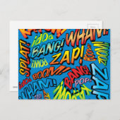 Carte Postale Fun Retro Comic Book pop Art Sounds (Devant / Derrière)