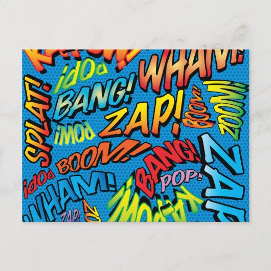 Carte Postale Fun Retro Comic Book pop Art Sounds (Devant)