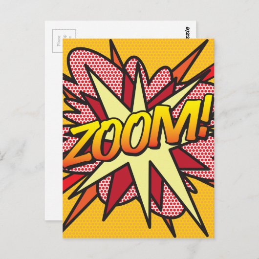 Carte Postale Fun Retro Comic Book Pop Art ZOOM (Devant / Derrière)