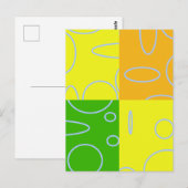 Carte Postale Fun Retro Quad Jaune Vert Orange Géométrique (Devant / Derrière)