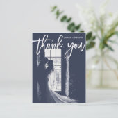 Carte Postale Fun Script Calligraphie Photo Mariage Merci (Debout devant)