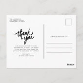 Carte Postale Fun Script moderne Photo Mariage Merci (Dos)