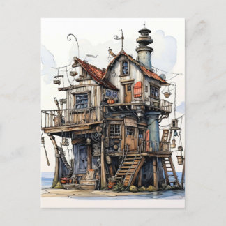 Carte Postale Fun Seaside Shopping Art