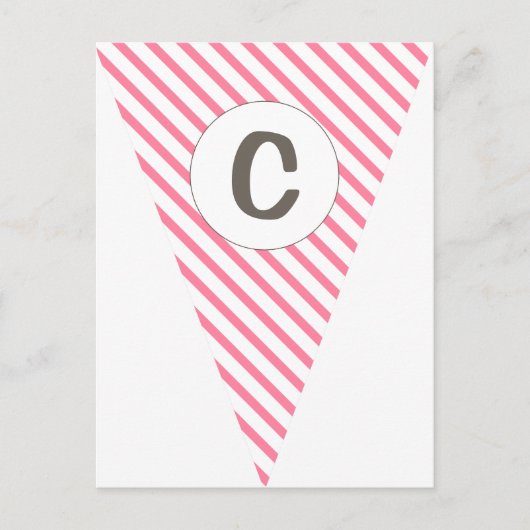 Carte Postale Fun Stripe Hot Pink Personnalisable Drapeau Buntin (Devant)