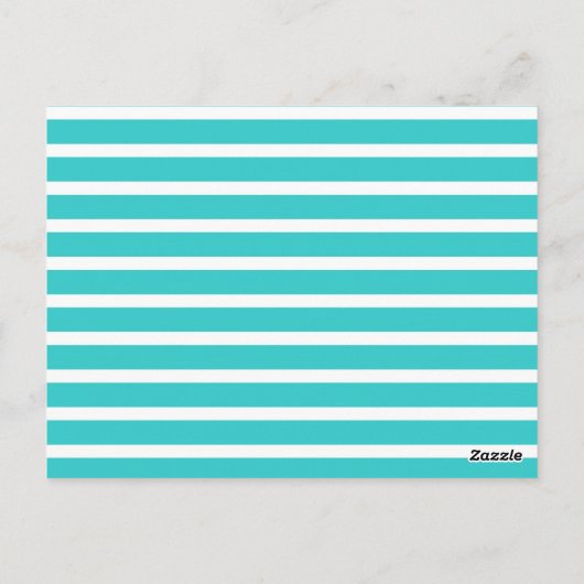 Carte Postale Fun Stripe Turquoise Blanc Personnalisable Drapeau (Dos)