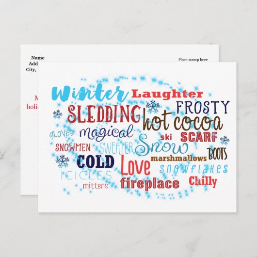 Carte postale Fun Typocard Fun Words Winter Words (Devant / Derrière)