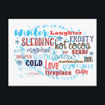 Carte postale Fun Typocard Fun Words Winter Words<br><div class="desc">Words d'hiver Carte postale Fun Typography Holiday. Éléments correspondants disponibles.</div>