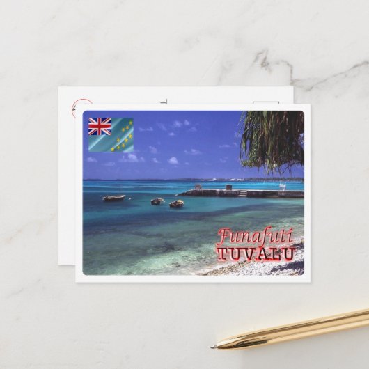 Carte Postale Funafuti - Tuvalu - Vue sur la mer - (Devant/Arrière en situation)