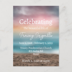 Carte Postale Funérailles colorées du coucher de soleil sur la p