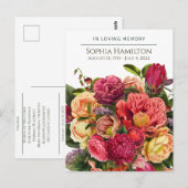 Carte postale funéraire florale à l'aquarelle pers (Devant / Derrière)