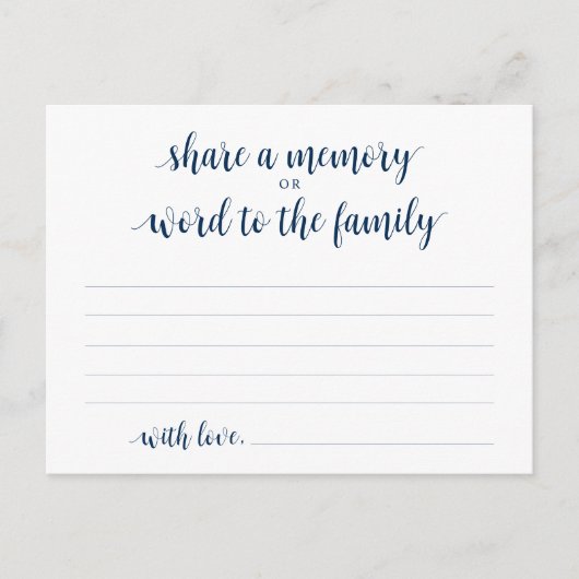 Carte Postale Funeral Service, Navy Blue, Share a memory Card (Devant)
