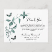 Carte Postale Funeral Thank You Butterfly Botanical Greenery (Devant)
