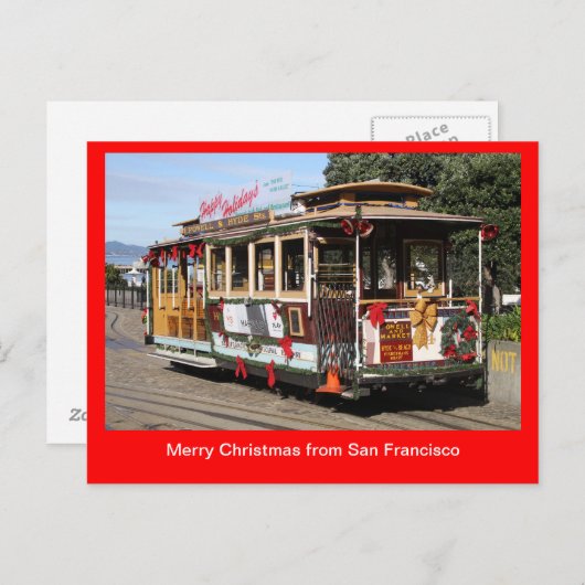 Carte postale, funiculaire de Noël, San Francisco (Devant / Derrière)