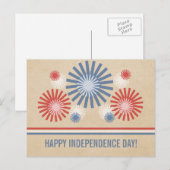 Carte postale Funky 4 juillet Fireworks & Stripes (Devant / Derrière)