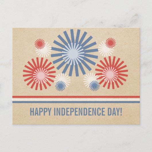 Carte postale Funky 4 juillet Fireworks & Stripes (Devant)