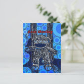Carte Postale Funky Blue Sock Monkey Circles Bubbles Pop Art (Debout devant)