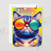 Carte Postale Funky Cat's Psychedelic DMT Adventure (Devant / Derrière)