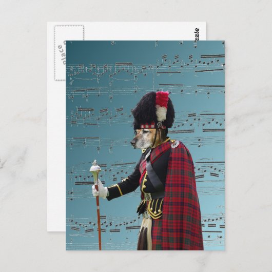 Carte Postale Funky chien pipe majeur (Devant / Derrière)