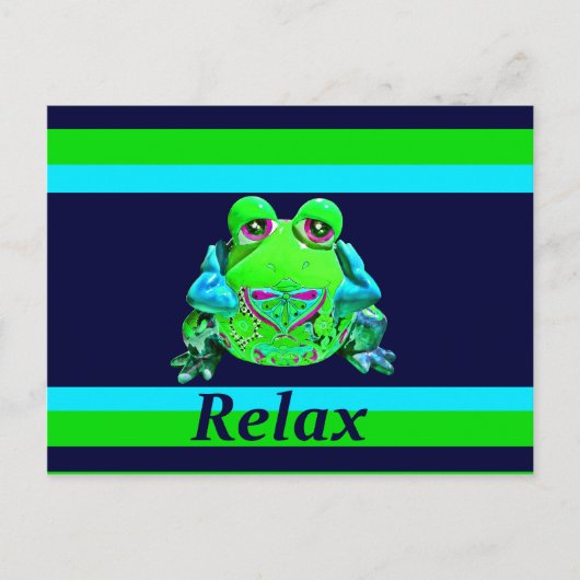 Carte Postale Funky Colorful Frog RELAX Teal Lime Navy (Devant)