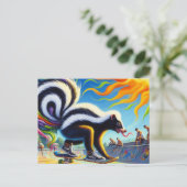 Carte Postale Funky Colorful Skateboard longue langue (Debout devant)