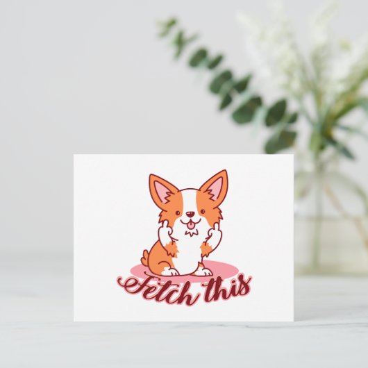 Carte Postale Funky Corgi Chien moyen Dog Extraire ceci (Debout devant)