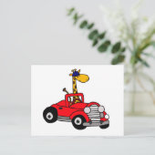 Carte Postale Funky Giraffe Conduite rouge convertible (Debout devant)