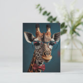 Carte Postale Funky Giraffe Hipster Funky Portraits d'animaux (Debout devant)