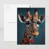 Carte Postale Funky Giraffe Hipster Funky Portraits d'animaux (Devant / Derrière)