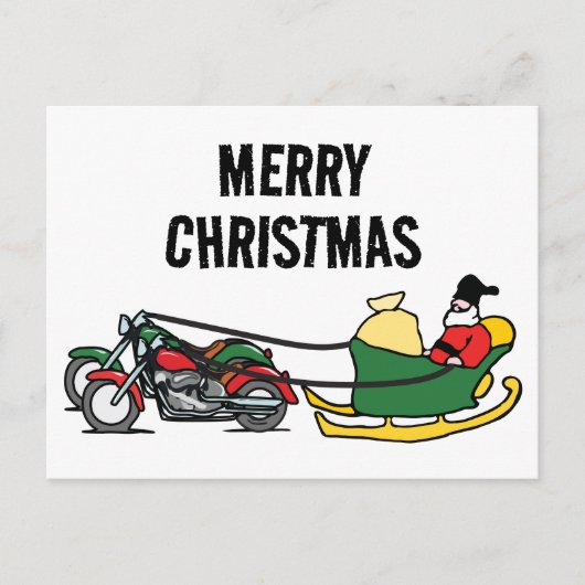 Carte Postale Funky Motorcycles Pulling Sleigh Noël (Devant)