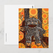 Carte Postale Funky Orange Sock Monkey Circles Bubbles Pop Art (Devant / Derrière)