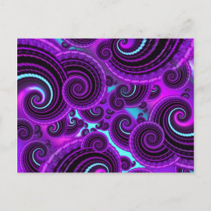 Carte Postale Funky Purple Swirl Fractal Art Motif