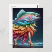 Carte Postale Funky Rainbow Trout Fish Fashion (Devant / Derrière)